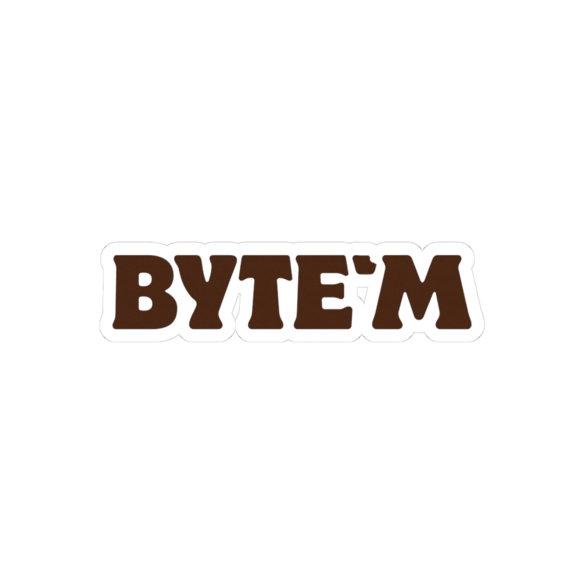Byte'm Retro Logo Sticker — Brown Tech Laptop Decal (Kiss-Cut)