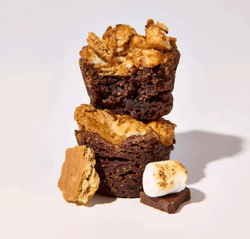 Byte'm brownie S'mores stacked up shot